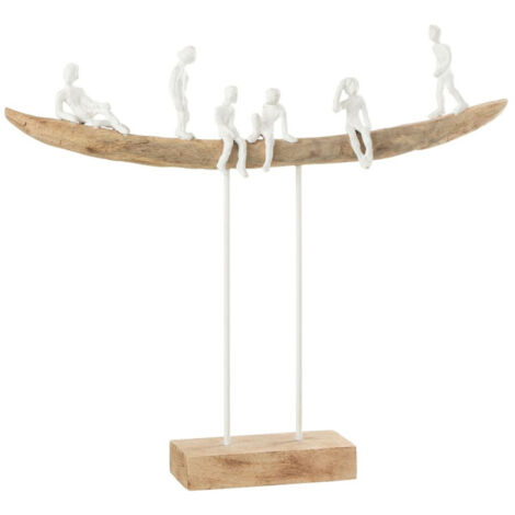 Statuette Déco en Bois "Personnage sur Banc" 47cm Naturel (1/2)