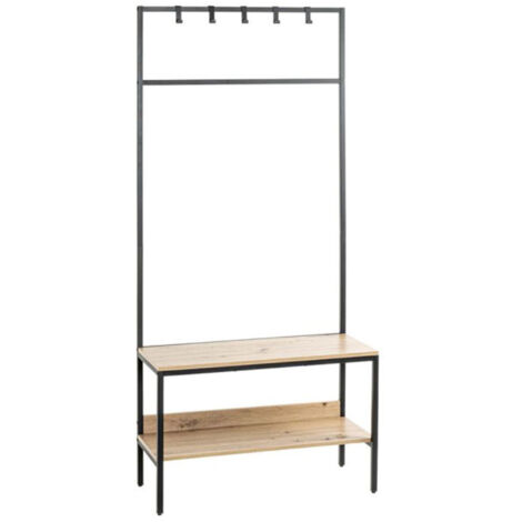 Meuble d'Entrée Vestiaire "Miranda" 180cm Chêne & Noir (1/5)