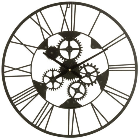 Horloge Murale en Métal "Roues" 60cm Noir (1/3)