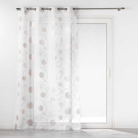 Rideau Voilage à Œillets Imprimé Métallisé "Oliane" 140x240cm Blanc