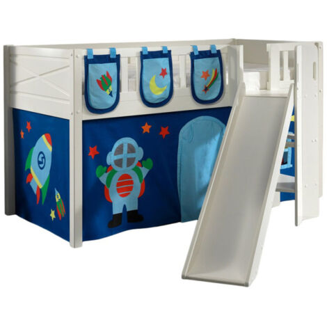 Lit Enfant Toboggan, Tente & 3 Pochettes "Scott Astro" 90x200cm Blanc (1/5)
