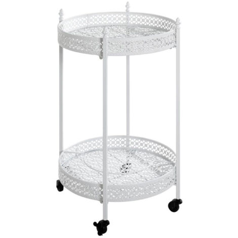Desserte de Cuisine Ronde "Ulika" 74cm Blanc (1/5)