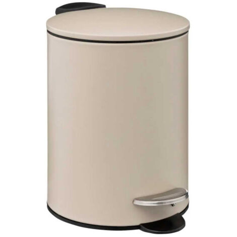 Five Simply Smart – Poubelle de salle de bain 3L en métal – Fermeture silencieuse – Forme ronde – Seau amovible avec poignée – Couleur naturelle