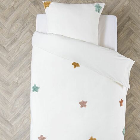Parure De Lit Bébé 2 Pièces - Housse Couette 135x100cm + Taie Oreiller 40x60cm - 100% Coton - Bleu