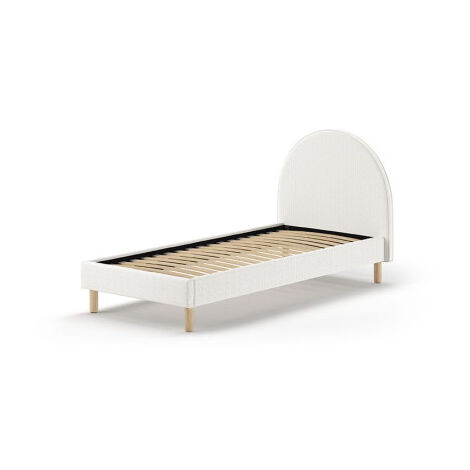 Pack - Lit Enfant & Pouf Bouclé "Moon" 90x200cm Blanc