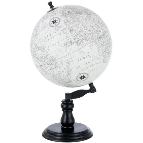 Globe sur Pied en Bois "Terrestre" 50cm Noir & Gris (1/2)