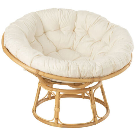 Fauteuil en Rotin & Coussin "Céline" 115cm Naturel (1/5)