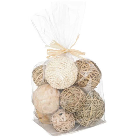 Lot de Boules Décoratives "Tressé" 30cm Naturel