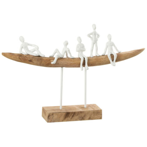 Statuette Déco en Bois "Personnage sur Banc" 30cm Naturel (1/2)