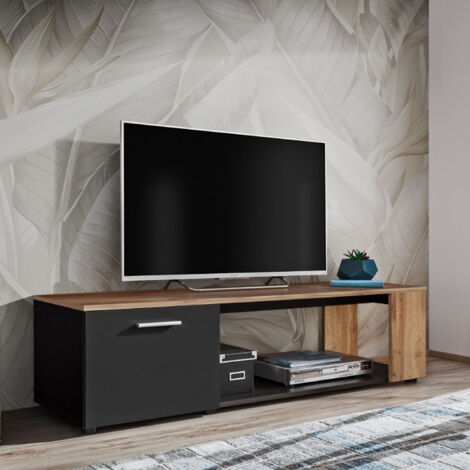 Meuble TV "RTV Maze I" 150cm Noir & Naturel (1/4)