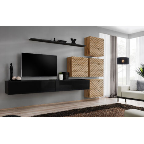 Paris Prix Console Design 6 Niches en Bois Cave 146cm Noir pas