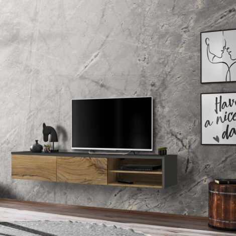 Meuble TV "RTV Dallas" 180cm Chêne & Gris (1/4)