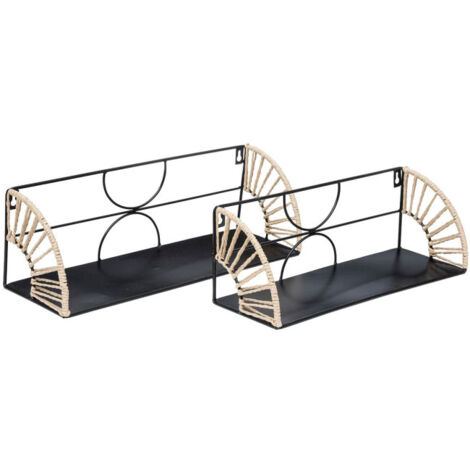Lot de 2 Étagères Murales en Métal "Mileva" 42cm Noir (1/3)