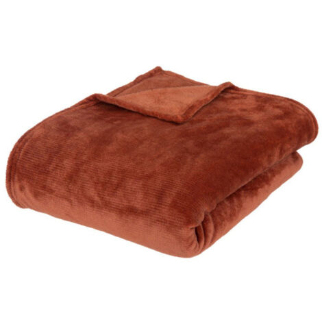 Plaid Doux Uni "Flanel" 180x230cm Terracotta (1/2)