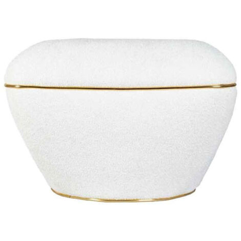 Tabouret Carré Déco "Contessa" 60cm Blanc & Or (1/5)