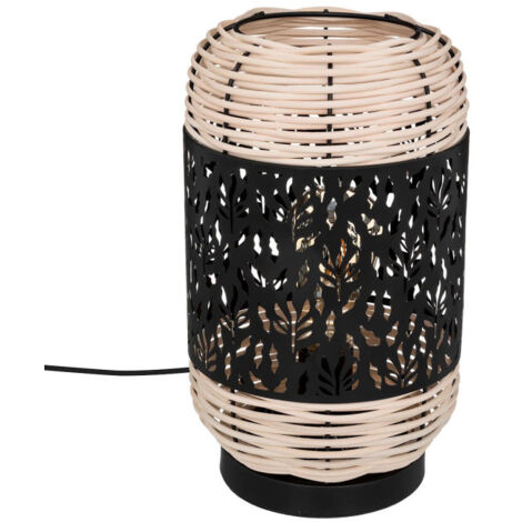 Lampe à Poser Cylindrique "Cosy" 30cm Noir & Beige (1/3)