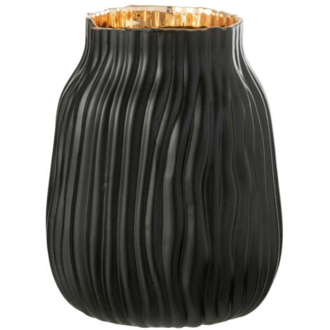 Vase à Rainures en Verre "Louis" 20cm Noir (1/5)