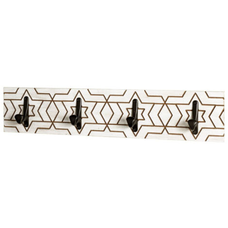 Patère Murale Design "Fraisé" 60cm Blanc & Noir (1/5)