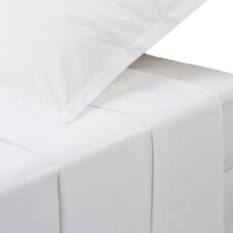 Drap Plat 1 Personne "Percale" 180x290cm Blanc (1/2)