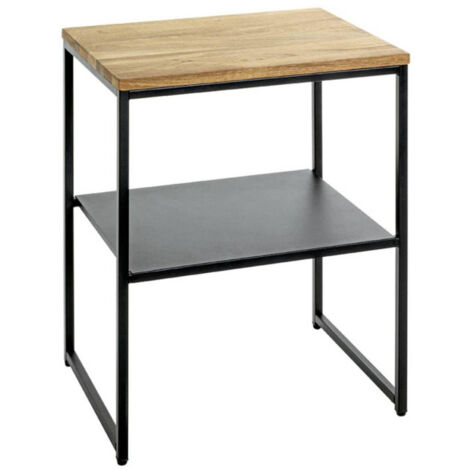 Table d'Appoint 2 Niveaux "Pika" 60cm Chêne & Noir (1/5)