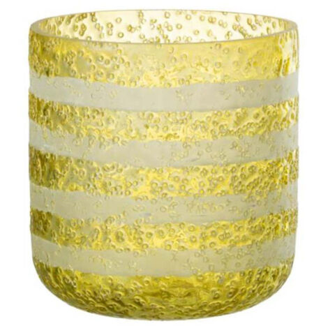 Photophore Design en Verre "Lignes" 15cm Jaune (1/4)