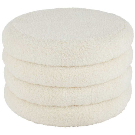 Pouf Rond Design "Teddy" 65cm Blanc (1/3)