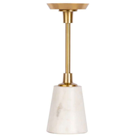Bougeoir Design en Marbre "Fayya" 30cm Blanc & Or (1/5)