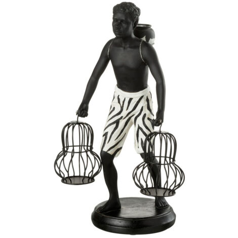 Statuette Déco "Garçon Debout Panier" 31cm Noir (1/2)