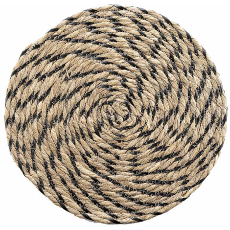 Set de Table Rond en Paille "Nala" 38cm Naturel & Noir (1/3)