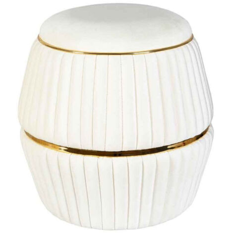 Pouf Rond Design "Doric" 53cm Ivoire & Or (1/5)