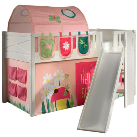 Lit Enfant Toboggan, Tente, Tunnel & 3 Pochettes "Scott Spring" 90x200cm Blanc (1/5)