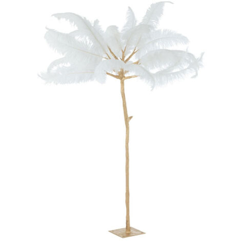 Arbre Déco en Métal "Plumes" 190cm Or & Blanc (1/4)