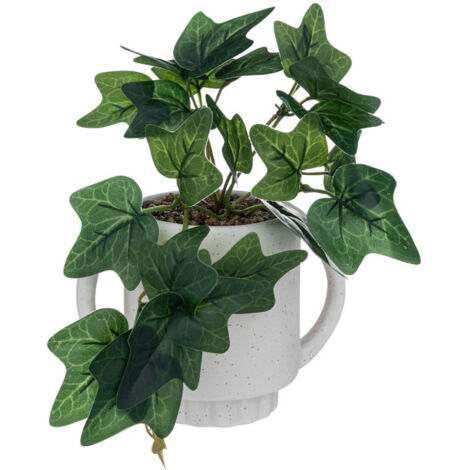 Plante Artificielle en Pot "Lierre" 24cm Blanc (1/3)