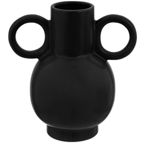 Vase Déco avec Anses "Olme" 22cm Noir (1/3)