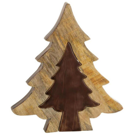 Sapin de Noël à Poser "Puzzle" 30cm Marron & Naturel (1/4)