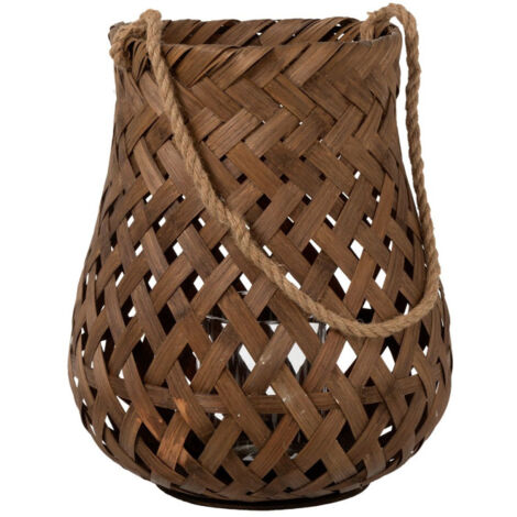 Lanterne Ronde en Bambou "Tresse" 41cm Marron (1/2)