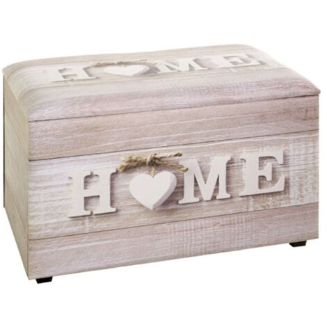 Coffre de Rangement Vintage "Home" 65cm Naturel