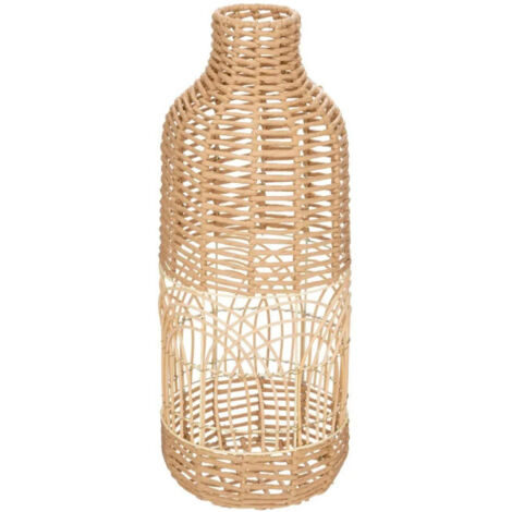 Atmosphera – Vase en rotin 55cm beige – Forme ronde – D. 22cm – Accessoire décoratif bohème chic pour intérieur