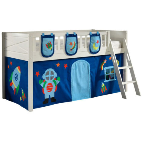 Lit Enfant Tente & 3 Pochettes "Scott Astro" 90x200cm Blanc (1/5)