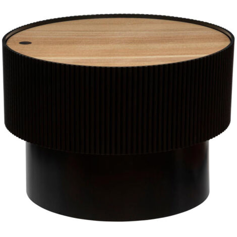 Atmosphera – Table basse ronde 55cm en MDF noir – Coffre de rangement intégré – Style moderne et élégant – Montage facile (1/3)