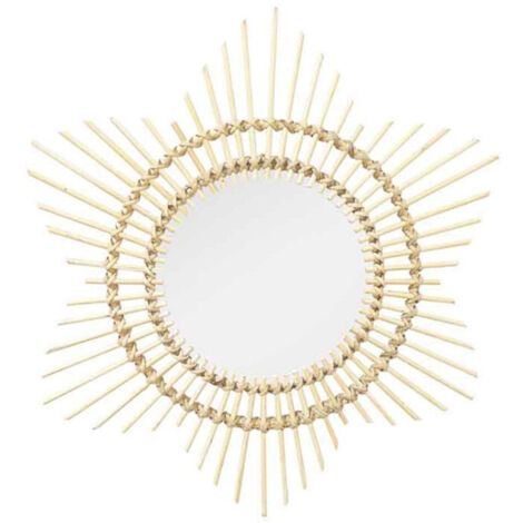 Miroir Mural Design en Rotin "Aina" 70cm Naturel (1/4)