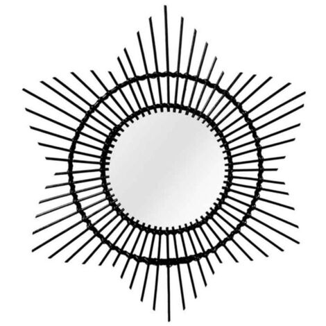 Miroir Mural Design en Rotin "Aina" 52cm Noir (1/4)