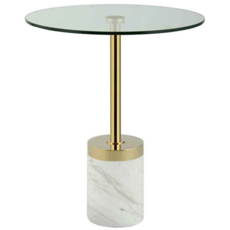 Table d'Appoint en Marbre "Lana" 53cm Or & Blanc (1/5)