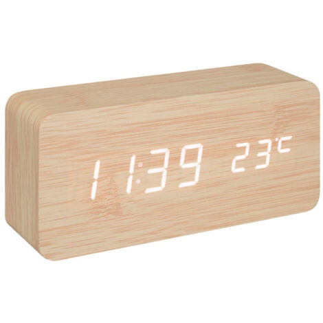 Réveil Digital Déco à Poser "Gamiel" 15cm Beige (1/2)