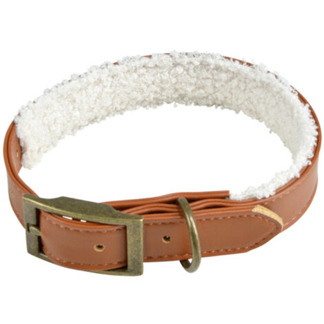 Collier pour Chien "Wooly" 30cm Cognac & Écru (1/4)