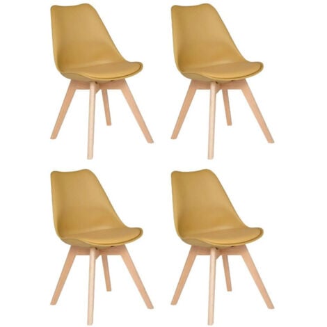 Lot de 4 Chaises Scandinave "Baya" 82cm Ocre