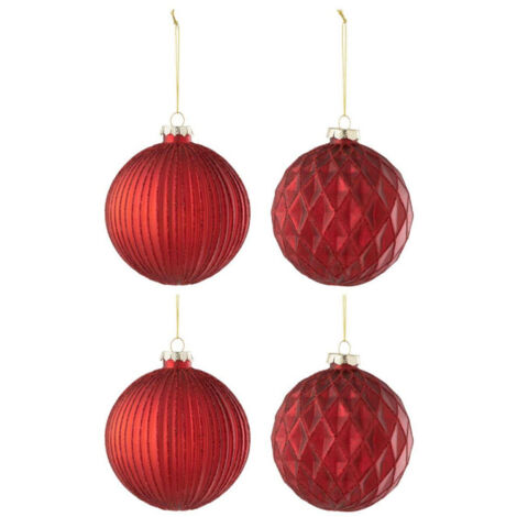 Boule de Noël en verre fleuri avec couronne rouge 10 cm | Leroy Merlin