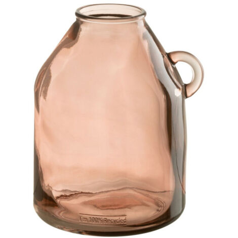 Vase Anse en Verre "Bouteille" 25cm Rose (1/3)