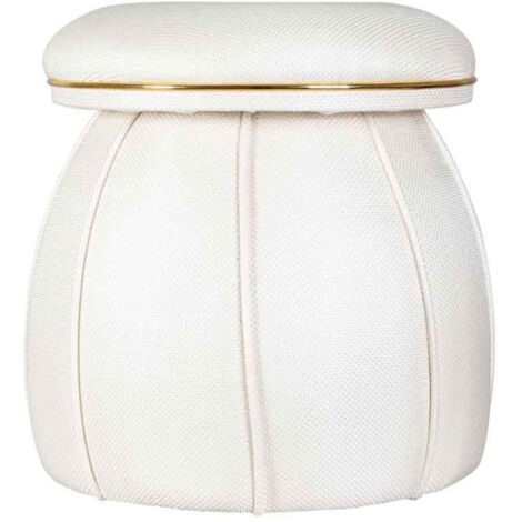 Tabouret Design "Corin" 55cm Ivoire & Or (1/4)