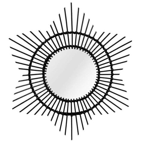 Miroir Mural Design en Rotin "Aina" 70cm Noir (1/4)